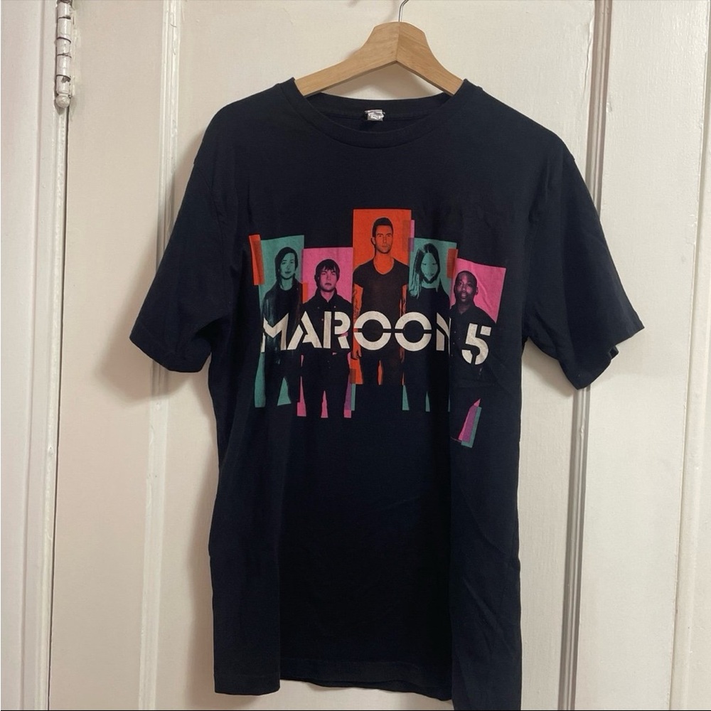 American Apparel Black Graphic Tee Maroon 5